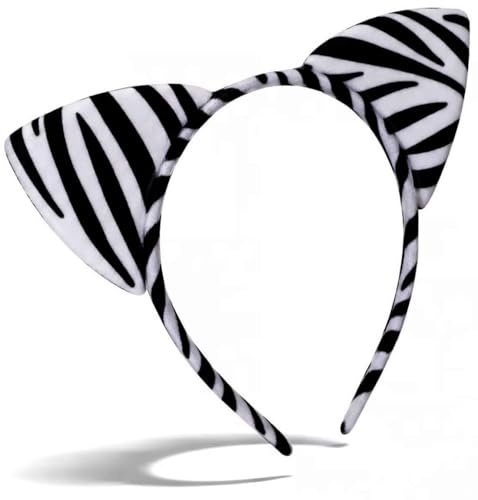 Hatstar Zebra Ohren Haarreif Headband | Kopfschmuck für Halloween, Fasching & Karneval | Kostüm Accessoires | Haarschmuck für Mädchen, Damen & Frauen