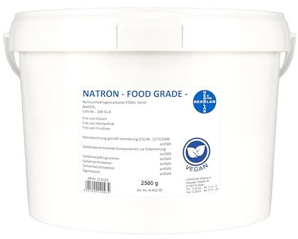 HERRLAN® Natron Pulver 2,5 kg – Backnatron, Speisesoda & Baking Soda | E500ii Baking Soda in hochreiner Lebensmittelqualität, vielseitig verwendbar als Backnatron, Speisesoda und Haushaltshilfe.