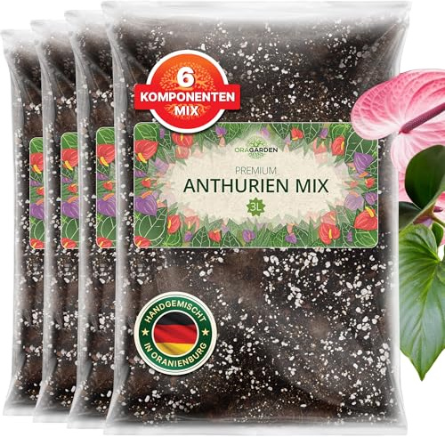 ORAGARDEN Anthurien Erde für Zimmerpflanzen und Garten - 12L Anthurien Substrat für Pflanzen, Palmen, Blumen - 6 Komponenten Blumenerde