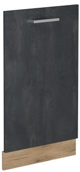 Vicco Panel Frontal del lavavajillas R-Line, Hormigón Negro, 45 cm | Para lavavajillas totalmente integrado de 45 cm · Sin encimera · ✓ A juego con el frente de cocina · ✓ Libremente combinable