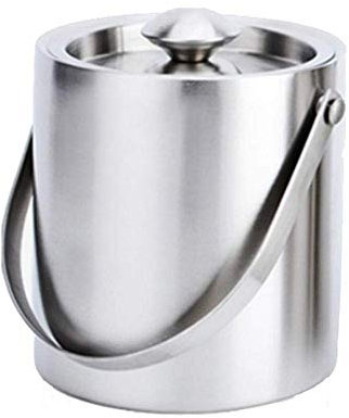 YJYJY Eiskübel aus Edelstahl, verdickter Griff, Eiskübel, doppelt isoliert, mit Deckel, Weinfass, Bar, Bierfass, Wohnzimmer, Haushalt, Küchenutensilien, 2 l