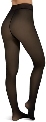 Harlamvar Große Größen Wärme Pantyhose Damen Winter 1 Nahtlinie im Schritt Strumpfhosen Dicke gefüttert Strumpfhose Bauchweg Fleece Lined Tights Durchscheinendes Schwarz