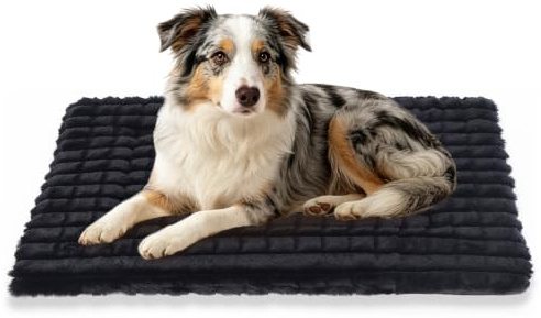 BVAGSS Flauschiges Orthopädisches Hundebett, Waschbar Hundematte, rutschfeste Unterseite, Plüsch Hundekissen Weiche und Warme Hundematte für klein mittel große Hunde XH082 (100x70cm,Schwarz)