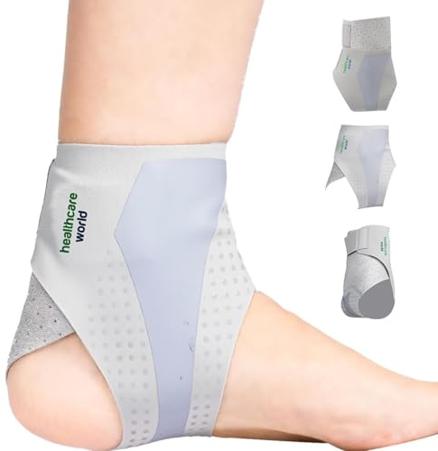 Healthcare World Tobillera de Soporte – Vendaje de Compresión Ajustable para Esguinces, Dolor de Talón de Aquiles, Tendinitis, Fascitis Plantar y Prevención de Lesiones – Transpirable y Antideslizante