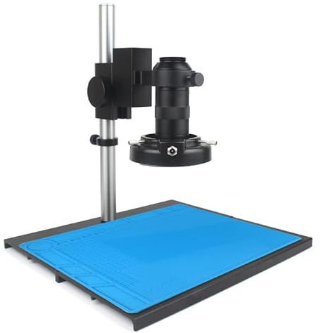 48MP 4K 2K 1080P HDMI USB Caméra de Microscope vidéo numérique électronique 10-130X Zoom C Mount Lens 56 LED Outils de réparation de téléphone Portable(E 130X LED Stand)