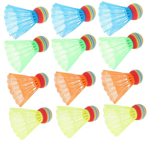 Gatuida 12pezzi Palline da Badminton in Plastica e Volani Colorati per Allenamento di velocità e Giochi Indoor Outdoor Accessori Sportivi per Giocatori di Tutti Colore Casuale