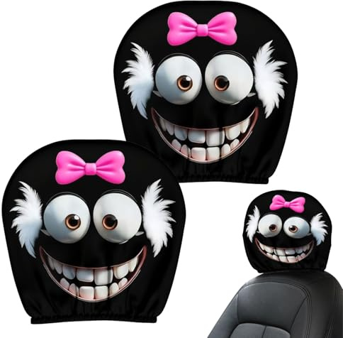 Car Headrest Covers | Auto Headrest Covers - Cartoon Eyes Interior Decorations for Automobile Truck SUV Trailer Tractor Family Vehicle Funny Driving
