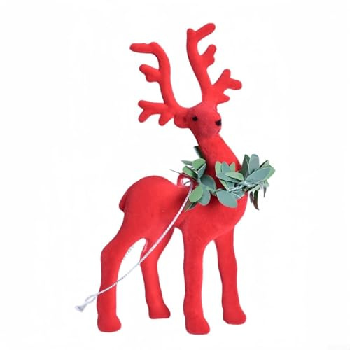 Honseadek Figura de reno para decoración de árbol de Navidad, elegantes estatuas de alce para fiestas navideñas y decoración del hogar (rojo)