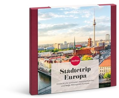 mydays Geschenkbox Städtetrip Europa; Gutschein für 2 Personen | Entdeckt die schönsten Kleinstadtperlen und Mega-Metropolen Europas