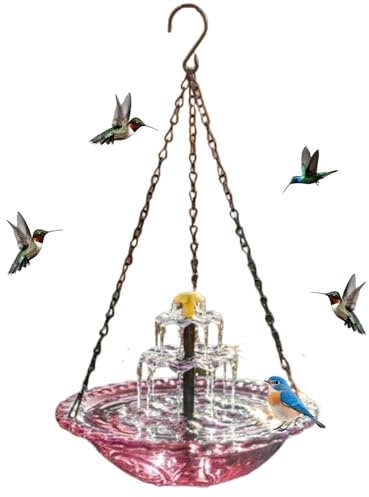 Lembeauty Solarbetriebener Vogelbrunnen Mit Springbrunnen, Aufhängbares Deko-Trinkbad für draußen im Garten auf dem Balkon Terrasse Hof oder, lockt kolibrise und Wildvögel an
