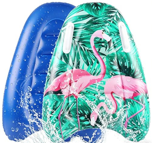 dellyy Tragbare Aufblasbares Bodyboard , 80*60CM, Tragbare Aufblasbar Surfbrett,mit Griffen, Kinder Schwimmbrett, Aufblasbar Luftmatratze, Schwimmend Bodyboard, Kinder Aufblasbares Pool Spielzeug