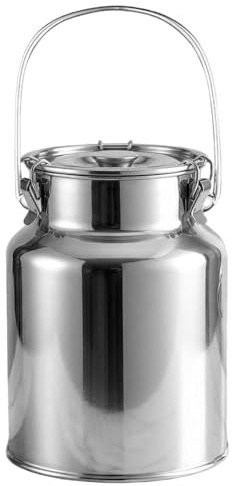 AIZYRLYR Secchio per Il Latte in Acciaio Inossidabile, con Coperchio A Chiusura Ermetica Bidone per Il Latte Contenitore Ermetico per La Conservazione per Cucina, Fattoria E Ristoranti,5L 17x24CM