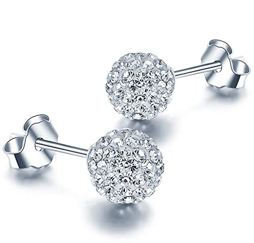 Unendlich U 925 Sterling Silber mit Platinum 8mm Österreichische Kristallkugel Ohrstecekr Ohrringe für Damen/Mädchen