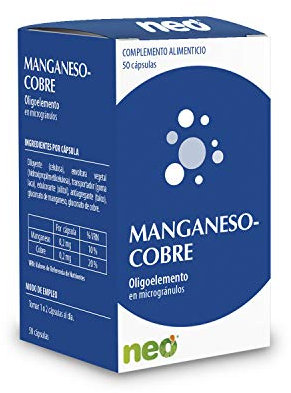 NEO | Oligoelemento Manganeso Cobre | 50 Cápsulas de Microgránulos | Fortalece las Defensas | Ayuda en Casos de Alergia | Propiedades Antiinflamatorias