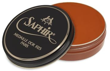 SAPHIR Medaille d’Or Pate De Luxe - Natural Wax Shoe Polish for Leather Shining - 50ml - Cognac