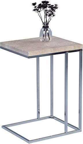 M2 Kollektion 583636 Beistelltisch Guido, Gestell Metall verchromt, Deckplatte Dekor Betonoptik, 38 x 43 x 62.5 cm