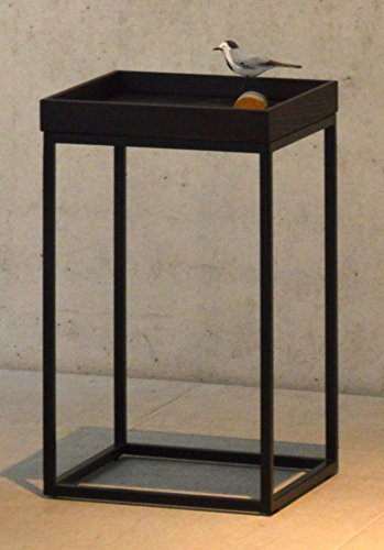 Jan Kurtz Beistelltisch/Tabletttisch Pino-Gestell Schwarz Höhe 55 cm (Aufsatz Eiche wengefarben gebeizt)