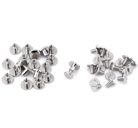 Hilitand 20pcs Écrou Nail Rivets Vis en Laiton Fileté À Tête Plate en Cuir Artisanat Sangle Poignée Sac Accessoires(6.5mm)