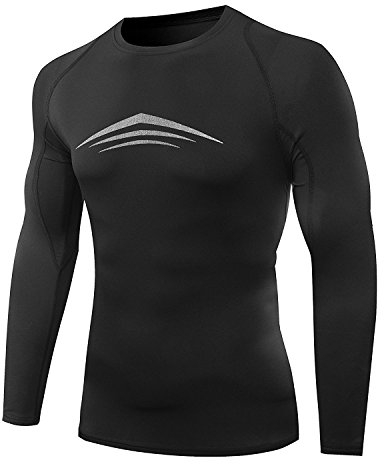AMZSPORT Herren Atmungsaktiv Thermisch Kompressionsshirt by Funktionswäsche Base Layer Langarm mit Baumwolle Innere für Winter Sport L