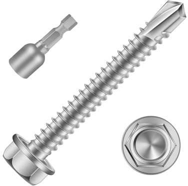 Mellewell #14 x 2-1/2 Hex Washer Head Self Drilling Screws, Self Tapping Sheet Metal Screws, 410 Stainless Steel, 25 PCS
