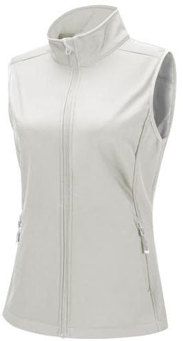 33,000ft Weste Damen Outdoor Leicht Softshell Weste Wasserdichte Laufweste | Winddichte Fahrradweste, Warme Fleece Wanderweste mit 4 Taschen, Ärmellose Jacke Sportweste Funktionsweste für Golf, Arbeit