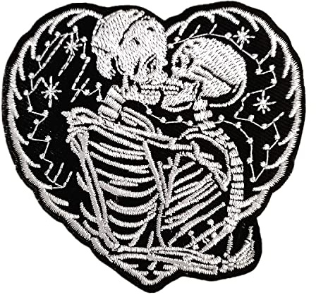 BPA Skelett Herz Aufnäher, Patches zum Aufbügeln, Bügel Flicken