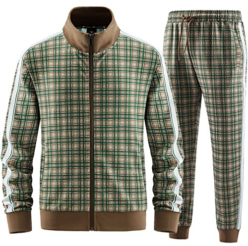 W JIANWANG Herren Jogginganzug Trainingsanzug Sportanzug Fußball Sporthose für Gym Tracksuit Atmungsaktiv Hausanzug Grün JW-2601-L