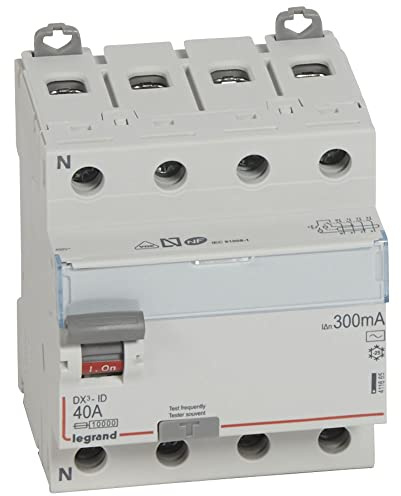 LEGRAND Interruptor Diferencial, 4P, 40 A, sensibilidad de 300mA, clase AC, DX3, 411665E