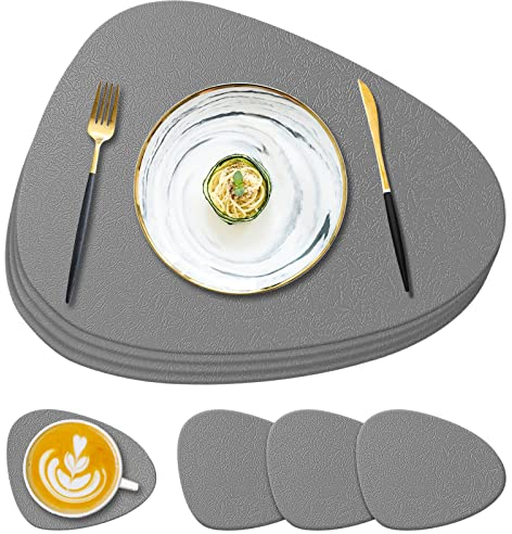 YUNJUER Silikon Platzsets und Untersetzers 4er Set, Platzset Hitzebeständig 230°C, rutschfest und Wasserdicht, Dekoration Zubehör für Zuhause, Hotel, Restaurant, Esstisch, Indoor, Outdoor, Dunkelgrau