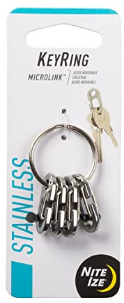 Nite IZE Keyring MicroLink™ - Edelstahl, D-Form oder Clip-Form, Silber