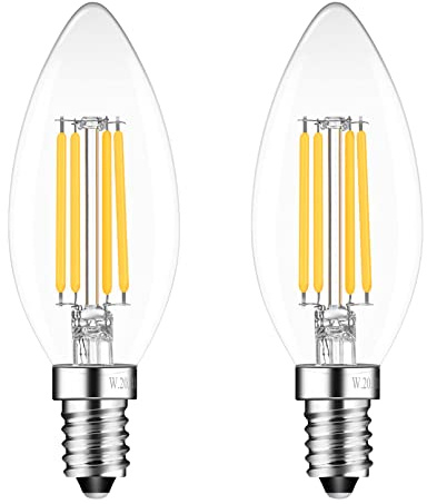 Sokkldccd E14 4W Led Candle Light Bulbs Warm White 2700K, Small Screw Candle Light Bulb, 4W Equivalent 40w, 400lm, Pack of 2