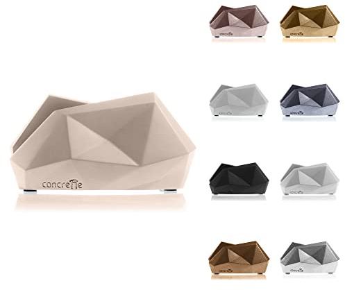 CONCRETTE Serviettenhalter aus Beton 15,5 x 8 x 7,8 cm - Hell Beige Serviettenspender - Serviettenständer - Servietten Halterung - Napkin Holder