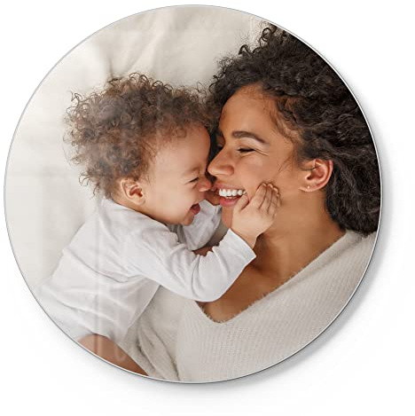 DEQORI Planche à découper personnalisée avec photo en verre Rond Ø 30 cm Image propre Plaque à découper design pour cuisine Planche à petitdéjeuner antibactérienne et antidérapante Plateau