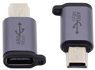 CY-adapter 2 st/parti USB-C USB 2.0 typ C hona till mikro mini USB hane strömadapter 480 Mbps data med kedjehål