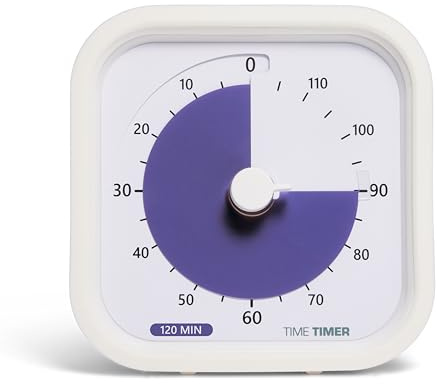 TIME TIMER 120 Minute Mod Education Edition - Temporizador Visual de Escritorio para el aulas, Temporizador de exámenes, Herramienta de Estudio y reuniones con Funcionamiento silencioso (Blanco)
