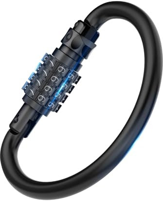 Combination Locks, Heavy Duty Carabiner Clips, Ultra Large D-Shaped Code Combo Lock for Looped Bike Security Cable, Helmet, Bike, Fence, Travel Case (1, Black)