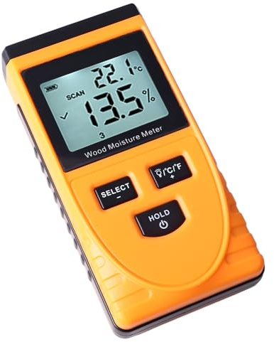 Misuratore di Umidità per Legno WT630, Rilevatore di Umidità Digitale Tester di Umidità Induzione Senza Pin 8 Livelli di Regolazione Rilevatore di Umidità Digitale Multifunzione Non Distruttivo