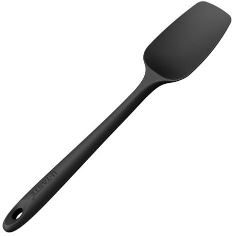 U-Taste Silicone Spoon Spatula: 250℃ Heat Resistant Flexible Seamless Rubber Spatula, Baking Cooking Silicon Kitchen Utensil for Nonstick Cookware Mixing Stirring Scraping (29cm, Black)