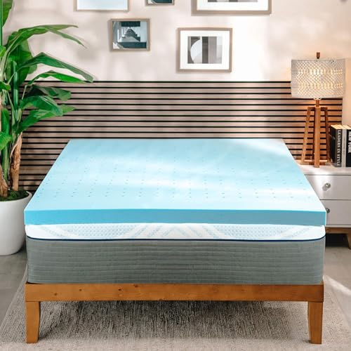 Clara Clark Cubrecolchón de Espuma viscoelástica de 4 Pulgadas, cubrecolchón de Espuma viscoelástica con infusión de Gel, Protector de colchón de diseño ventilado, tamaño Individual XL