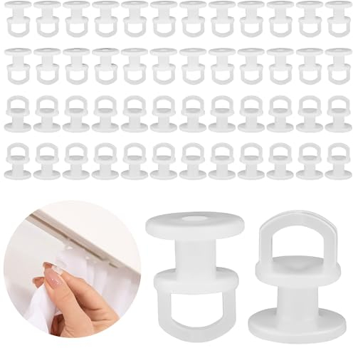 50 Stück Gardinenhaken für Schienen, Vorhang Haken Gardinenröllchen für Schiene, Riemenscheibe Vorhang Clip für T-Schienen, Gardinenhaken, Gardinengleiter Set, Gardinengleiter (Weiß)