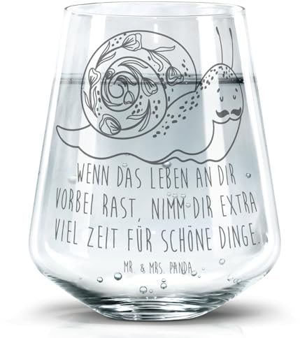 Mr. & Mrs. Panda Trinkglas Schnecke Sir - Geschenk, Gute Laune, Lebenseinstellung, Lebensmut, Spülmaschinenfeste Trinkglser, Motivation, Design Glas,