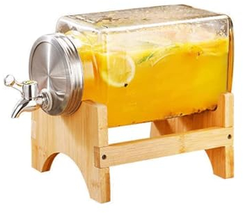 Dispensador de bebidas de 3L, dispensador de bebidas de vidrio transparente con grifo y soporte, dispensador de agua para buffet de fiesta de boda