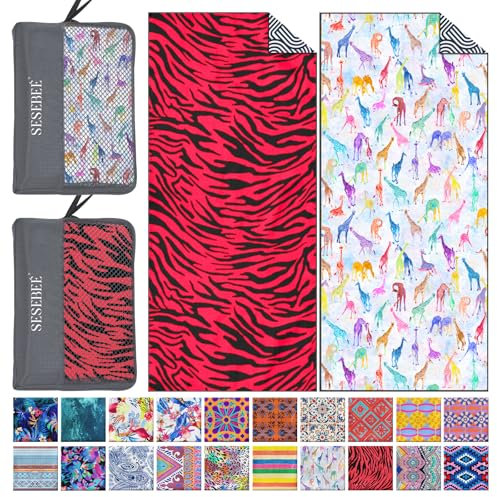 SeseBee Asciugamani da spiaggia in 100% cotone, confezione da 2 teli da piscina in stile bohémien, per uomini e donne, asciugamani assorbenti e ad asciugatura rapida (Animale etnico)