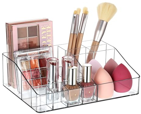 Vtopmart Clear Plastic Devided Makeup Organizer Tray