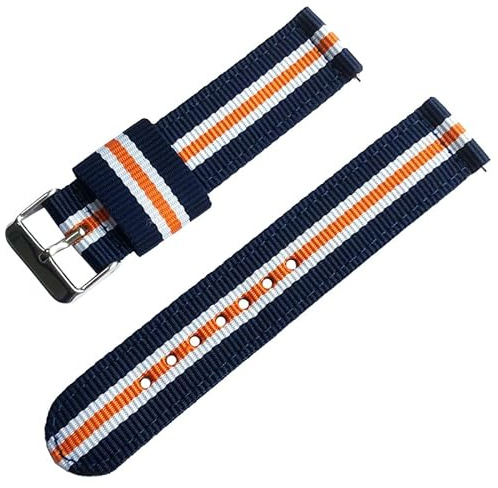 Natos.com - Zweiteiliges Unisex Leinwand wie NATO-G10-Uhrenarmband mit Edelstahl-Metallschließe auch für smartwatch - Orange - 22 mm
