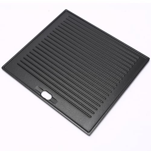 GFTIME Plaque de gril réversible en fonte 33,5 x 30 cm - Plancha pour Taino Basic 4+1 6+1, Enders San Francisco 3, Les deux côtés lisses et rainurés, Plaque en fonte, Accessoire de gril, Plaque de