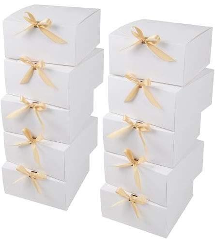 GXFCING Boîte Cadeau Blanche avec Couvercle, 20x20x10cm Grande Boîte Cadeau Vide, 10PCS Boîte D'emballage Cadeau pour Mariage, Anniversaire, Noël, Pâques, Cadeau de Fête