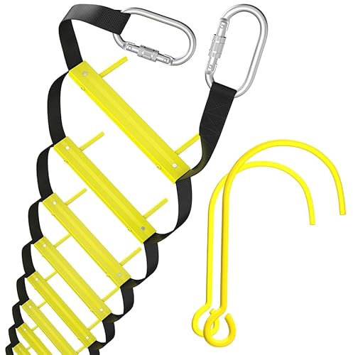 LVSEWOA Reusable Fire Escape Ladder | Climbing Anchors Included | Rope Ladder Fire Escape For Homes 3rd Floor | Portable, Foldable & Compact | Emergency Ladder For Balcony & Window Escape