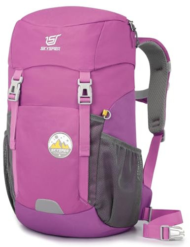 SKYSPER Wanderrucksack Kinder 15L für Jungen & Mädchen Kinderrucksack mit Brustgurt für 6-12 Jahre Rucksack Kinder Wandern Outdoor