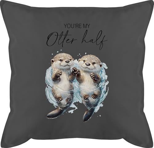 Kissen 50x50 - You are my otter half I Otter Geschenk Pärchen Geschenke Valentinstag Paar Geschenk für Pärchen Weinachten I Jahrestagsgeschenk Paar Geschenke Liebe - 50 x 50 cm - Grau - partner